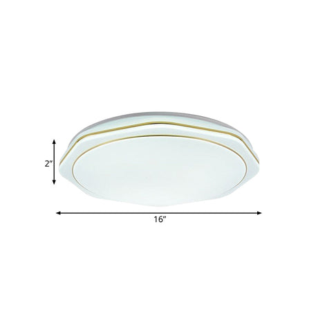 Modern White Led Acrylic Ceiling Lamp - 16/19.5 Geometry Flushmount For Bedroom Lighting