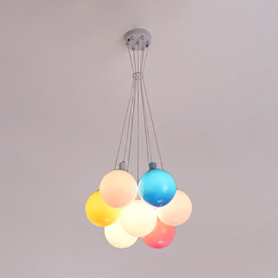 Modern Hanging Balloon Pendant Light For Kids Room Multi-Colored Plastic Design Blue-Pink-Yellow