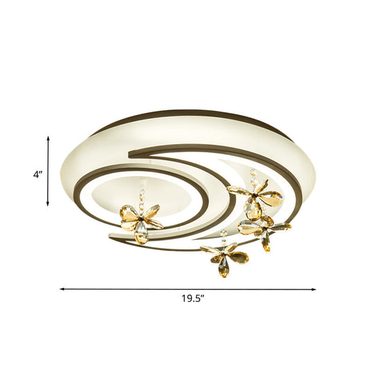 Modern Led Semi Flush Lamp With Moon And Ring Design Flower Crystal Deco For Chic Ceilings Ceiling