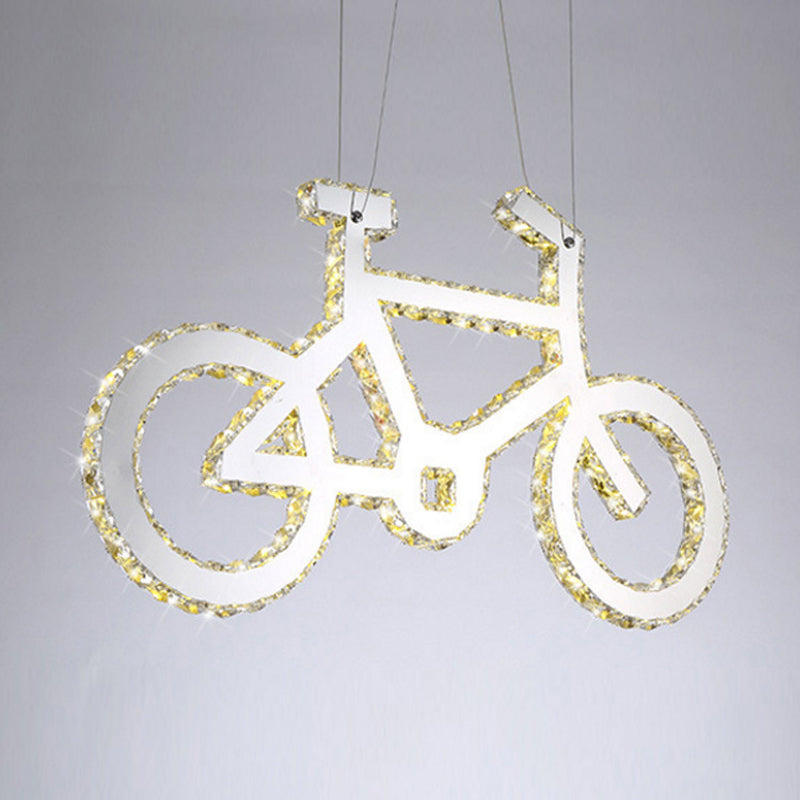 Stylish Led Crystal Chandelier - Modern Chrome Bicycle Living Room Pendant Light