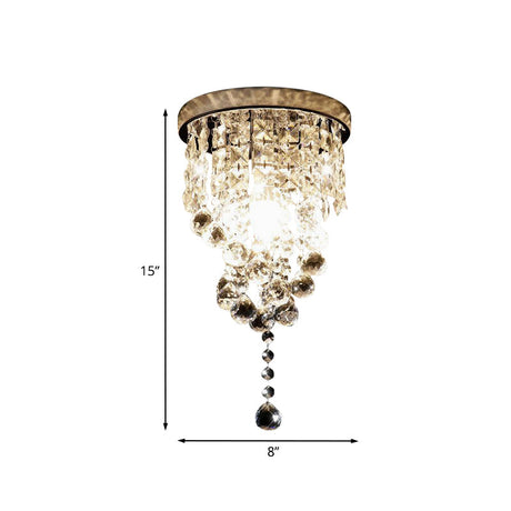 Modern Cylindrical Crystal Flush Mount Ceiling Light Fixture