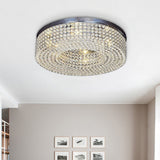 Modern Crystal Flush Mount Ceiling Light Fixture With 6-Bulb Recessed Lighting
