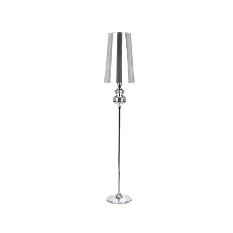 Contemporary Calabash-Shaped Floor Reading Lamp With Metal Frame 1 Head And Fabric Conical Shade