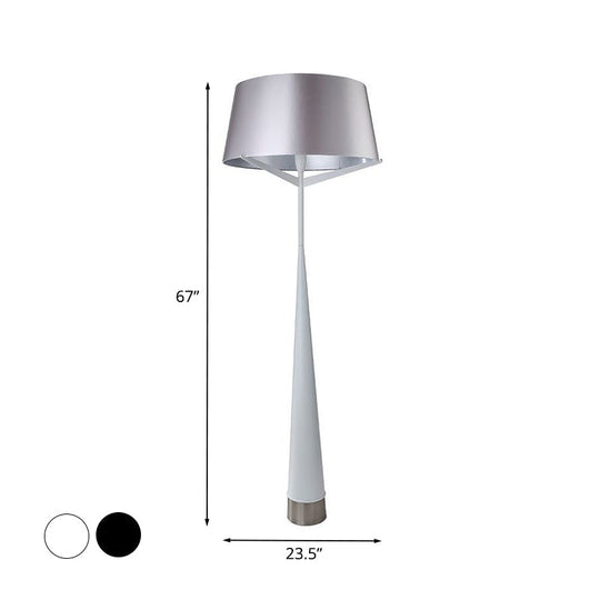 Modern Minimalist Drum Shaped Standing Lamp In Metallic Finish - Bedroom Reading Floor Light