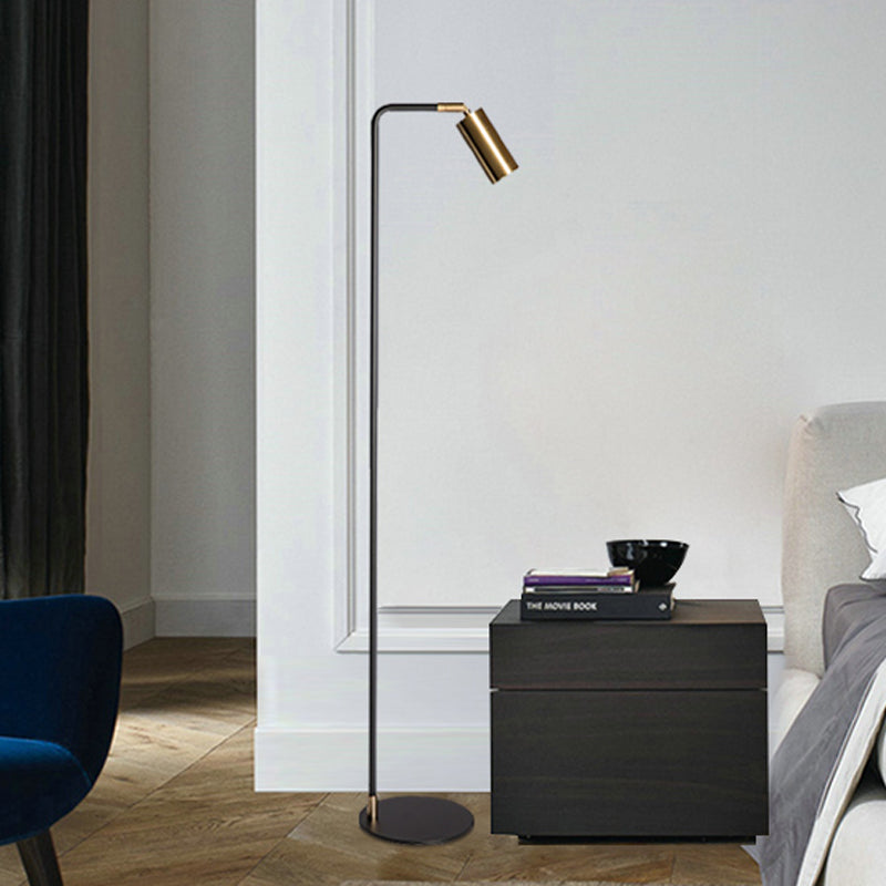 Simplicity Metallic 1 Head Bedside Floor Reading Lamp In Black And Gold