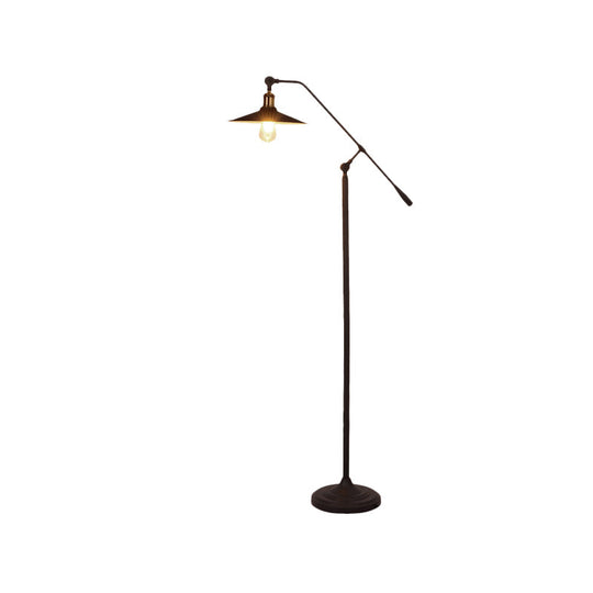 Nordic Single Bulb Metallic Cone Floor Lamp With Swing Arm And Black Finish Stand

Or

Swing