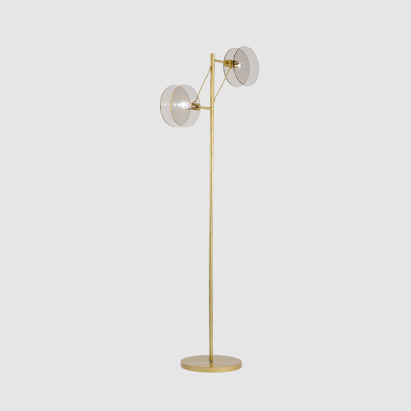 Modern Clear Glass Led Floor Reading Lamp With Gold Stand For Living Room