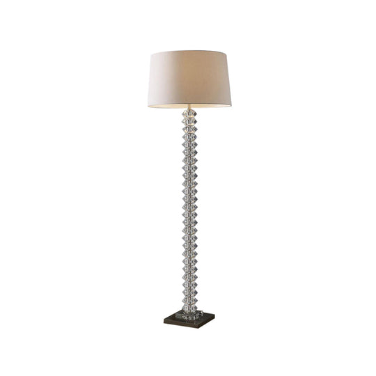 Sleek Crystal Single Head Floor Lamp In Beige For Living Room