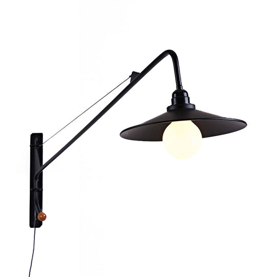 Metal Wall Mount Sconce Light With Flared/Scalloped/Cone Shade - Industrial Style 1-Light For Living