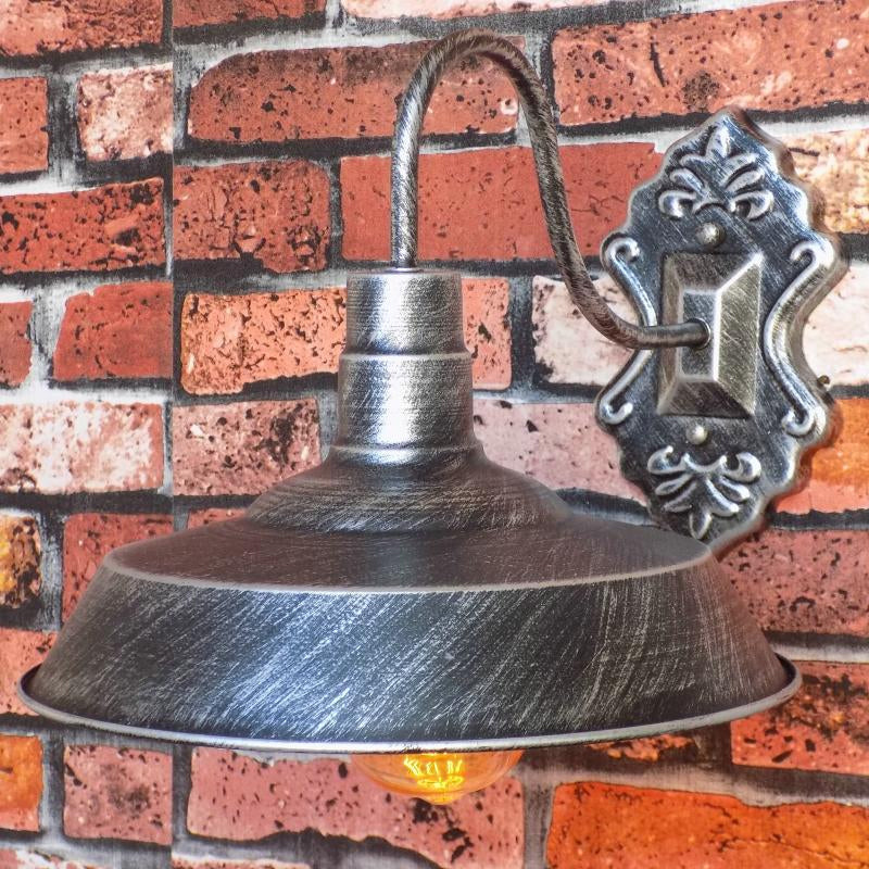 Antique Style Copper/Rust Wrought Iron Barn Wall Mount Sconce Light For Balcony Aged Silver