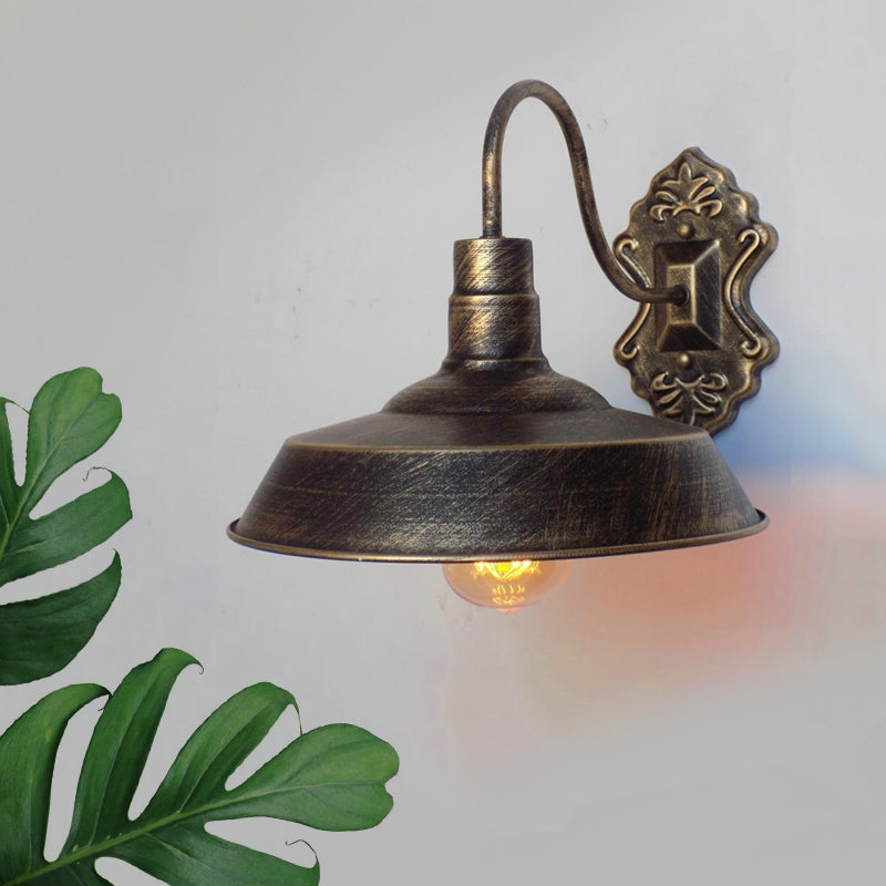 Antique Style Copper/Rust Wrought Iron Barn Wall Mount Sconce Light For Balcony Brass