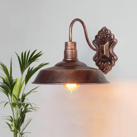 Antique Style Copper/Rust Wrought Iron Barn Wall Mount Sconce Light For Balcony Copper