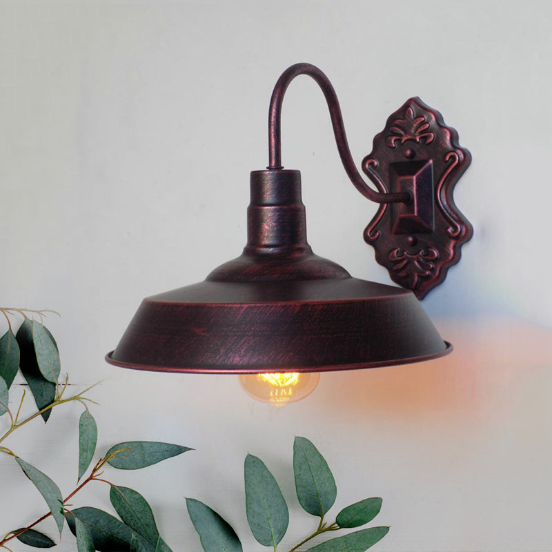 Antique Style Copper/Rust Wrought Iron Barn Wall Mount Sconce Light For Balcony Rust