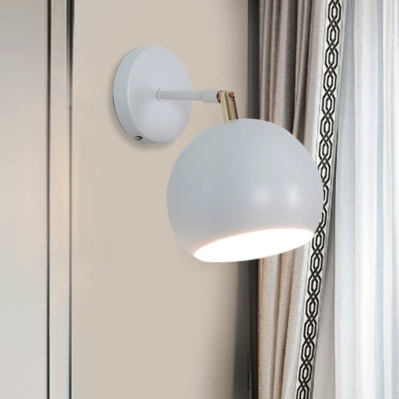 Adjustable Industrial Bedroom Sconce With Metallic Finish And White Wall Light