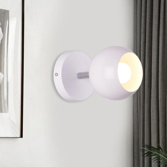 Retro Style Global Wall Sconce - 1 Light Metallic White Lighting For Living Room