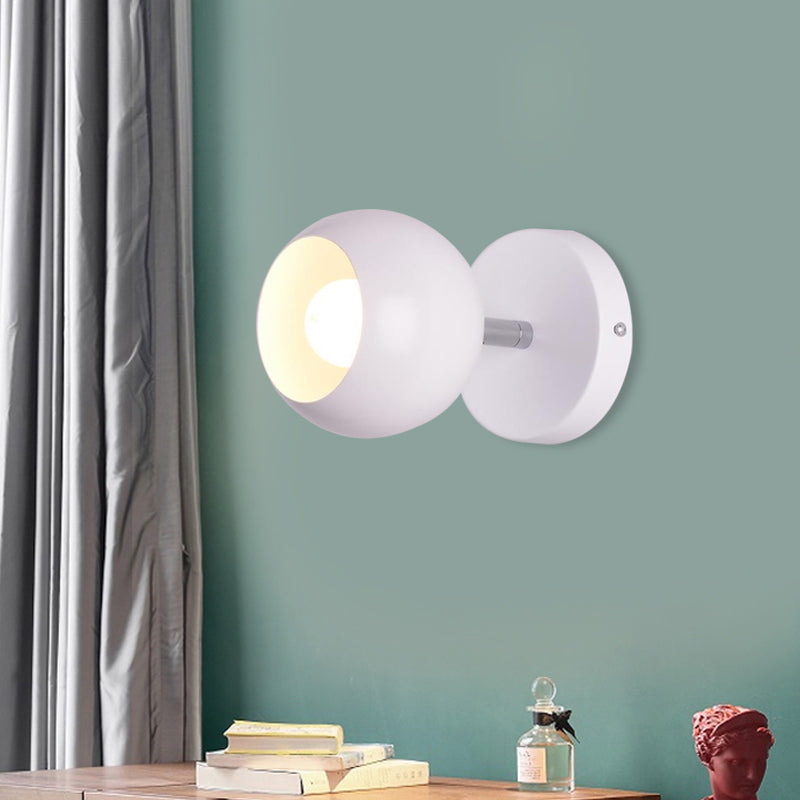 Retro Style Global Wall Sconce - 1 Light Metallic White Lighting For Living Room