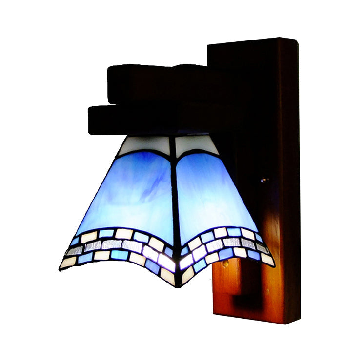 Blue Craftsman Swallow Tail Wall Sconce - Mediterranean Style Glass Light For Kitchen
