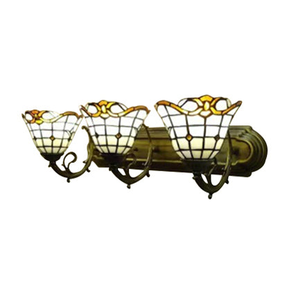 Tiffany Victorian Sconce With Bell Lattice Design And 3 Glass Bulbs For Living Room Walls