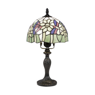 Vibrant Tiffany Rustic Stained Glass Desk Lamp With Floral And Seasonal Patterns - Perfect For Study