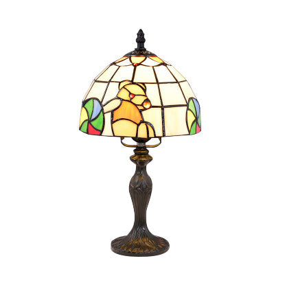 Vibrant Tiffany Rustic Stained Glass Desk Lamp With Floral And Seasonal Patterns - Perfect For Study