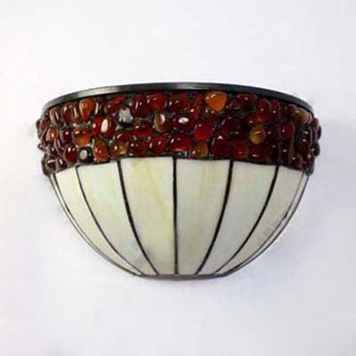 Retro Stained Glass Wall Sconce Lighting - 2-Light Bowl Mount For Corridor