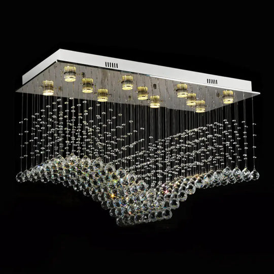 Contemporary Crystal Gull Flush Mount Lamp - 11-Bulb Stainless Steel Ceiling Lighting for Living Room