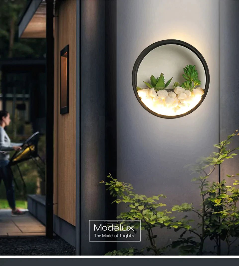 New Modern Art Plant Outdoor IP65 Waterproof LED Wall Lighting Garden Porch Sconce Light Black Sconce Luminaire 96v 220V