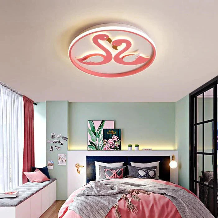 Creative Pink Flamingo Led Bedroom Ceiling Lamp