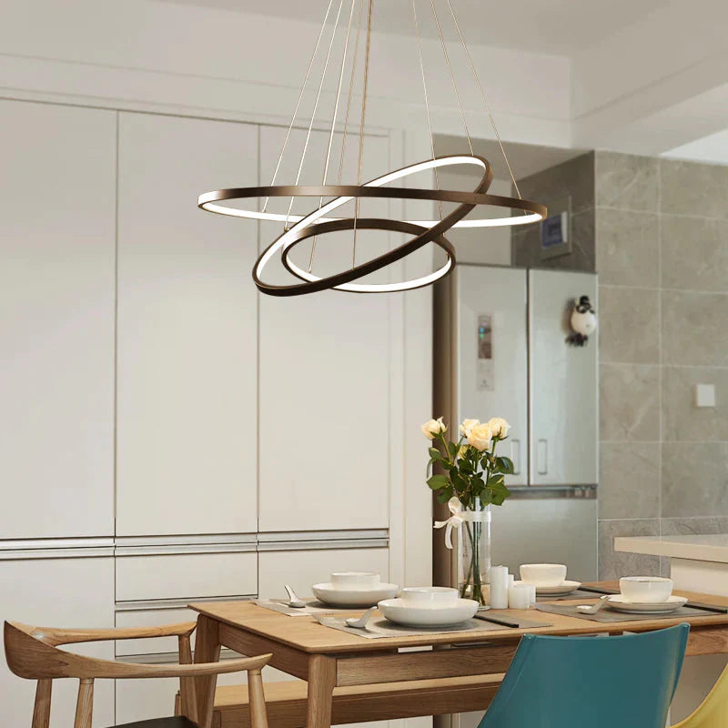 Modern Pendant Lights 4/3/2/1 Circle Rings Acrylic Aluminum LED Pendant Lamp for Living Room Dining Room