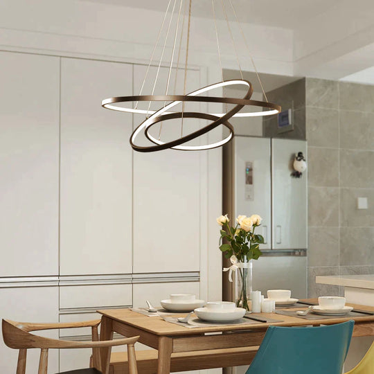 Modern Pendant Lights 4/3/2/1 Circle Rings Acrylic Aluminum Led Lamp For Living Room Dining