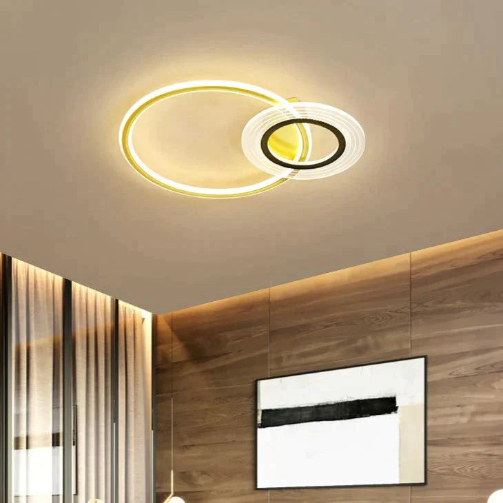Modern Simple Circle Warm Room Living Led Ceiling Lamp Black Gold-47Cm / Three-Color Light
