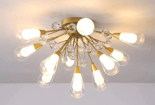 Nordic Dew Crystal Lamp Glass Ceiling 11 Heads / Warm Light