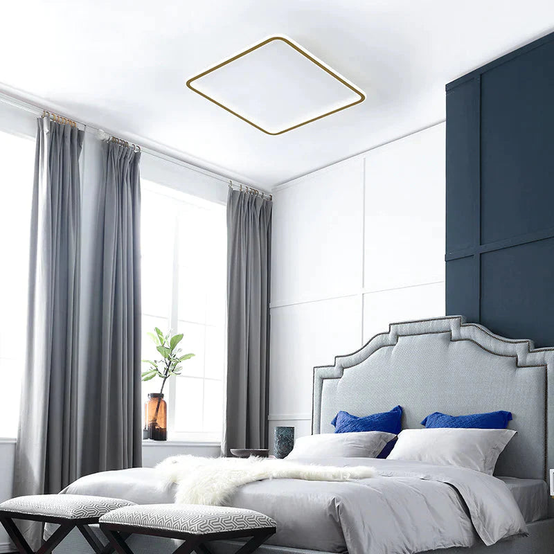 Nordic Bedroom Led Ceiling Lamp Full Copper Square Lamp