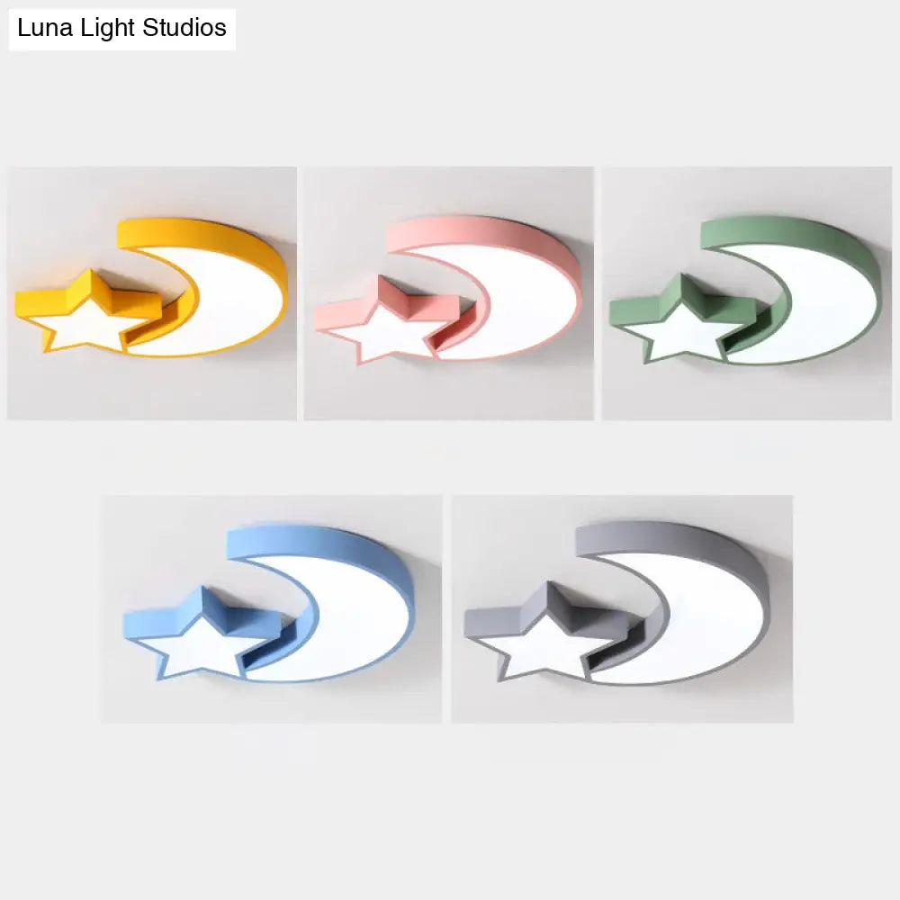 A Celestial Glow For Kids: Led Star And Moon Acrylic Flush Mount Ceiling Light