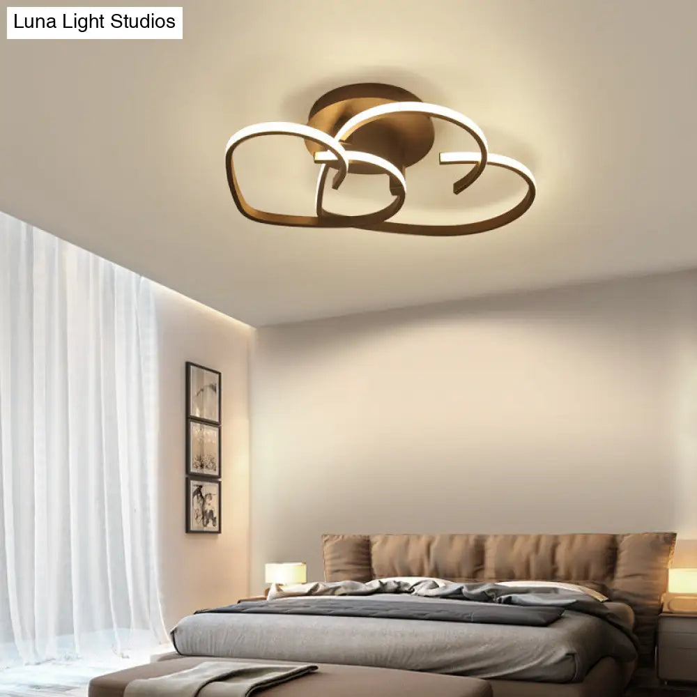 A Radiant Expression Of Love: Modern 2-Light Led Semi-Flush Mount Ceiling Light In The Shape A Heart