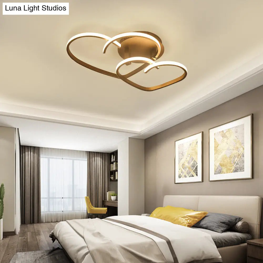 A Radiant Expression Of Love: Modern 2-Light Led Semi-Flush Mount Ceiling Light In The Shape A Heart