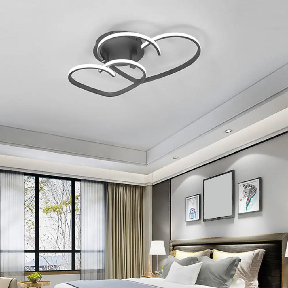 A Radiant Expression Of Love: Modern 2-Light Led Semi-Flush Mount Ceiling Light In The Shape A