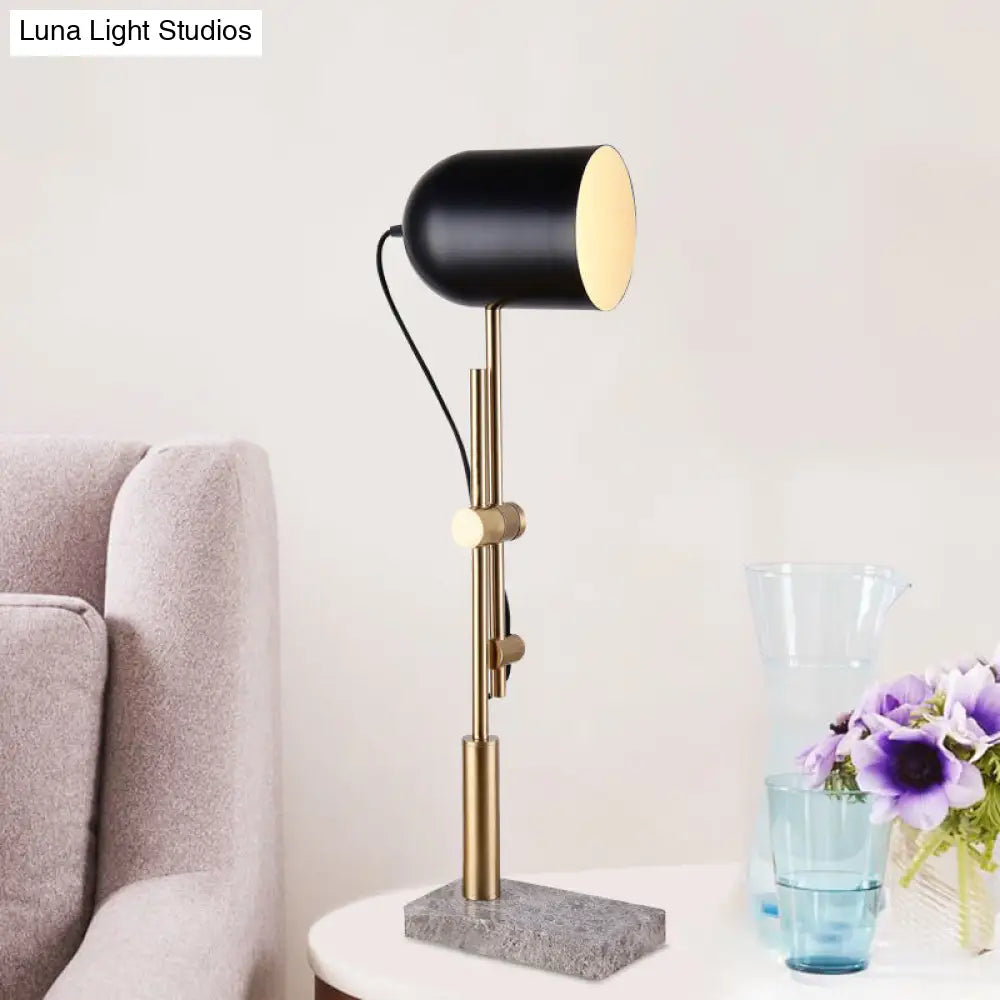 Modern Adjustable Arm Desk Light With Metal Base: Brass And Black Designer Task Lamp