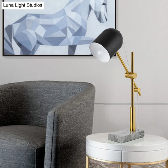 Modern Adjustable Arm Desk Light With Metal Base: Brass And Black Designer Task Lamp