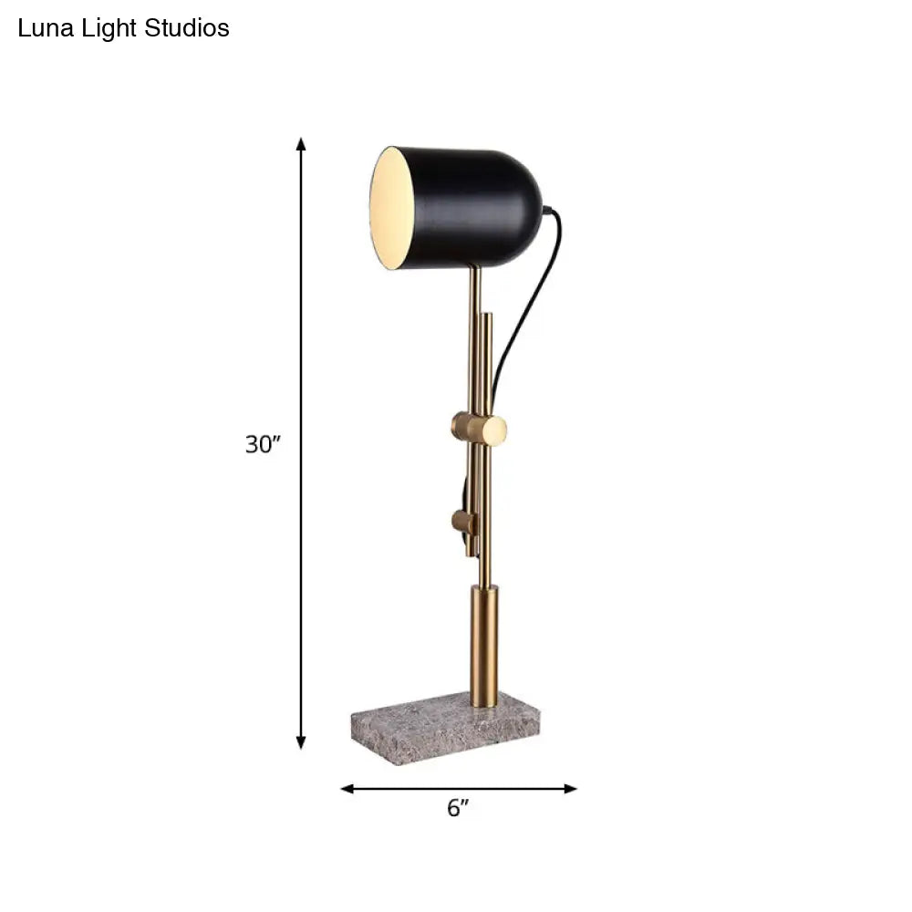 Modern Adjustable Arm Desk Light With Metal Base: Brass And Black Designer Task Lamp