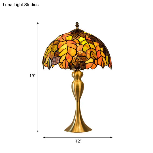 Abigail - Baroque 1-Light Leaf Patterned Night Lamp Gold Finish Hand Cut Glass Table Lighting With