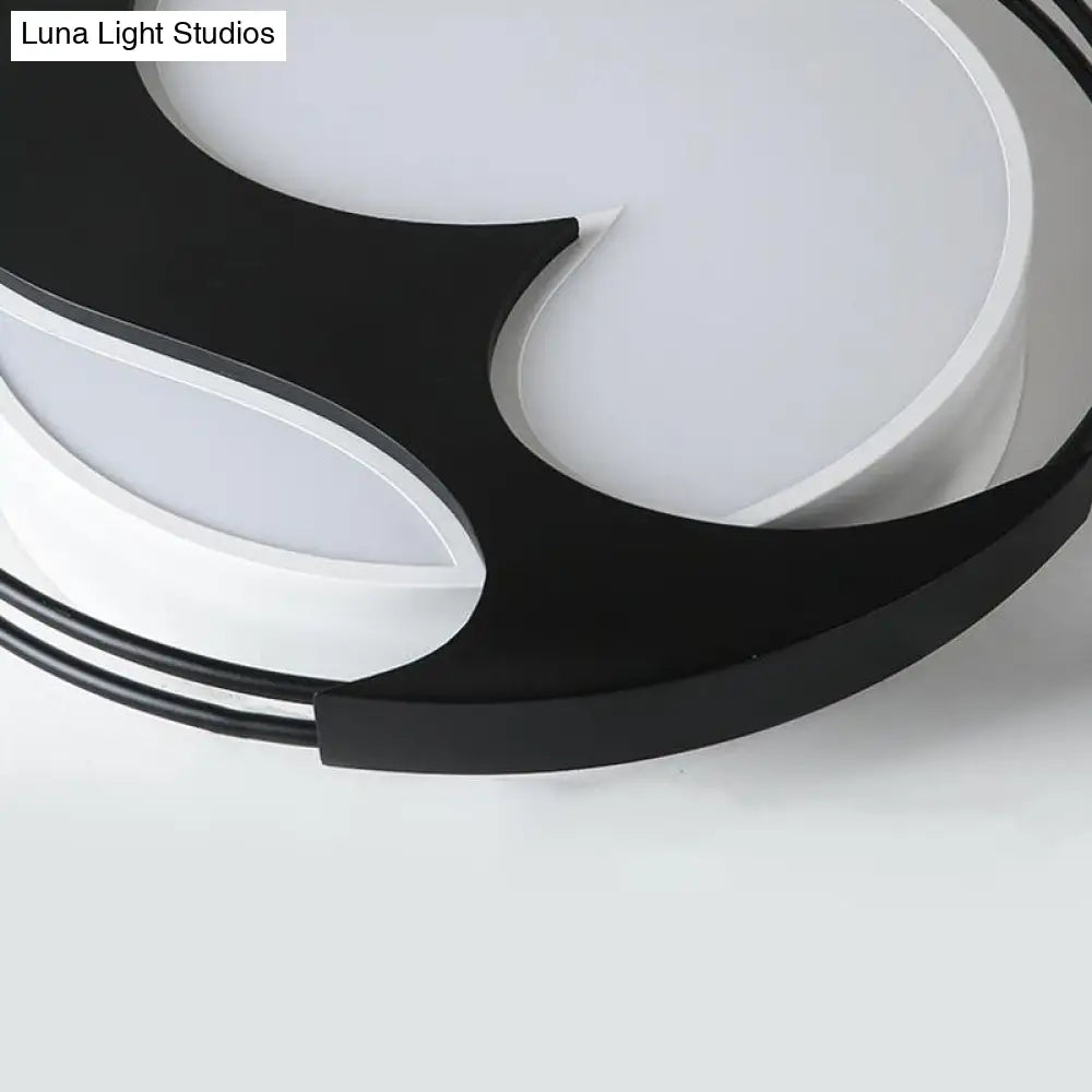 Abstract Pattern Led Ceiling Light For Kids Room Or Hotel - Round Acrylic Design In Black
