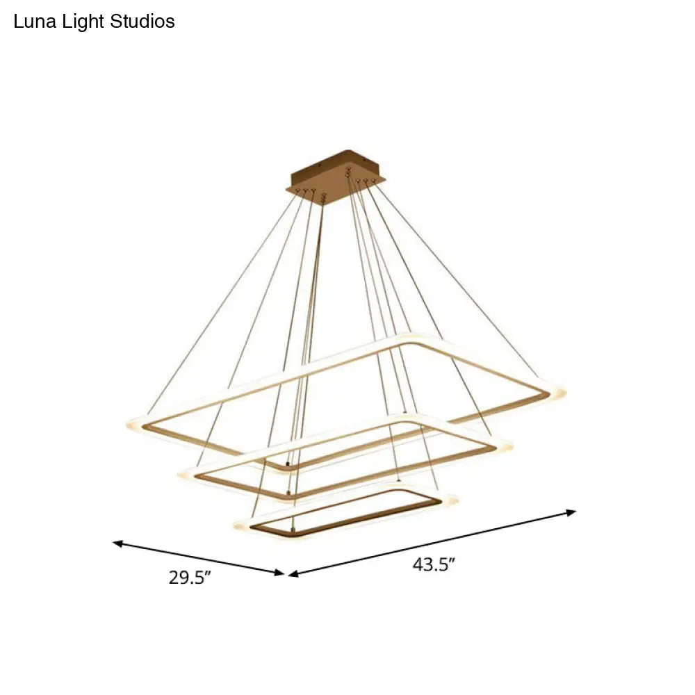 Led Acrylic Chandelier Lamp - Modern White Rectangle Design 2/3/4-Tier Warm/White Light