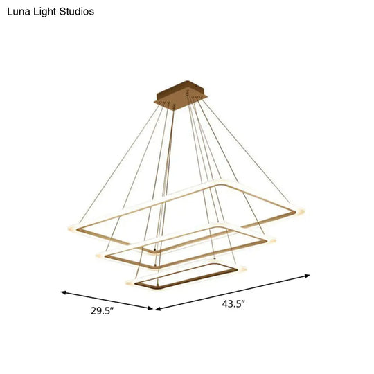 Led Acrylic Chandelier Lamp - Modern White Rectangle Design 2/3/4-Tier Warm/White Light