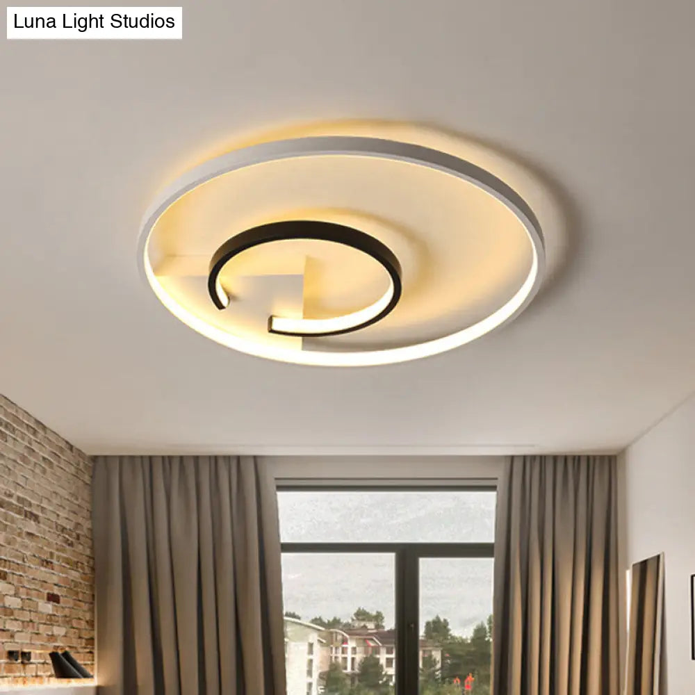 Acrylic 2 - Hoop Led Flushmount Ceiling Light Fixture - 16’/19.5’ White/Black Bedroom Lighting