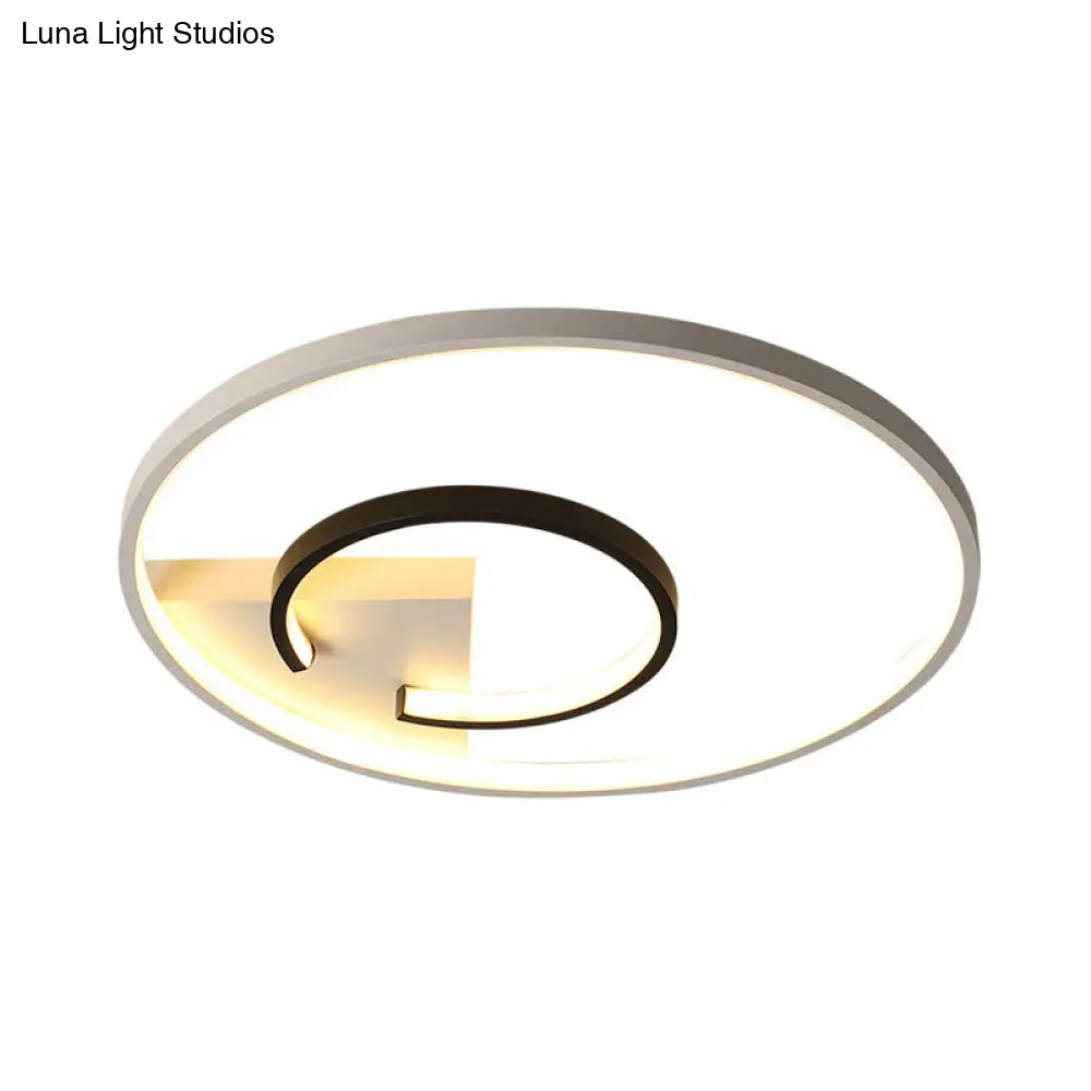 Acrylic 2 - Hoop Led Flushmount Ceiling Light Fixture - 16’/19.5’ White/Black Bedroom Lighting
