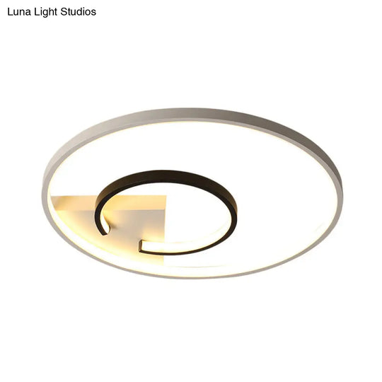 Acrylic 2-Hoop Led Flushmount Ceiling Light Fixture - 16/19.5 White/Black Bedroom Lighting