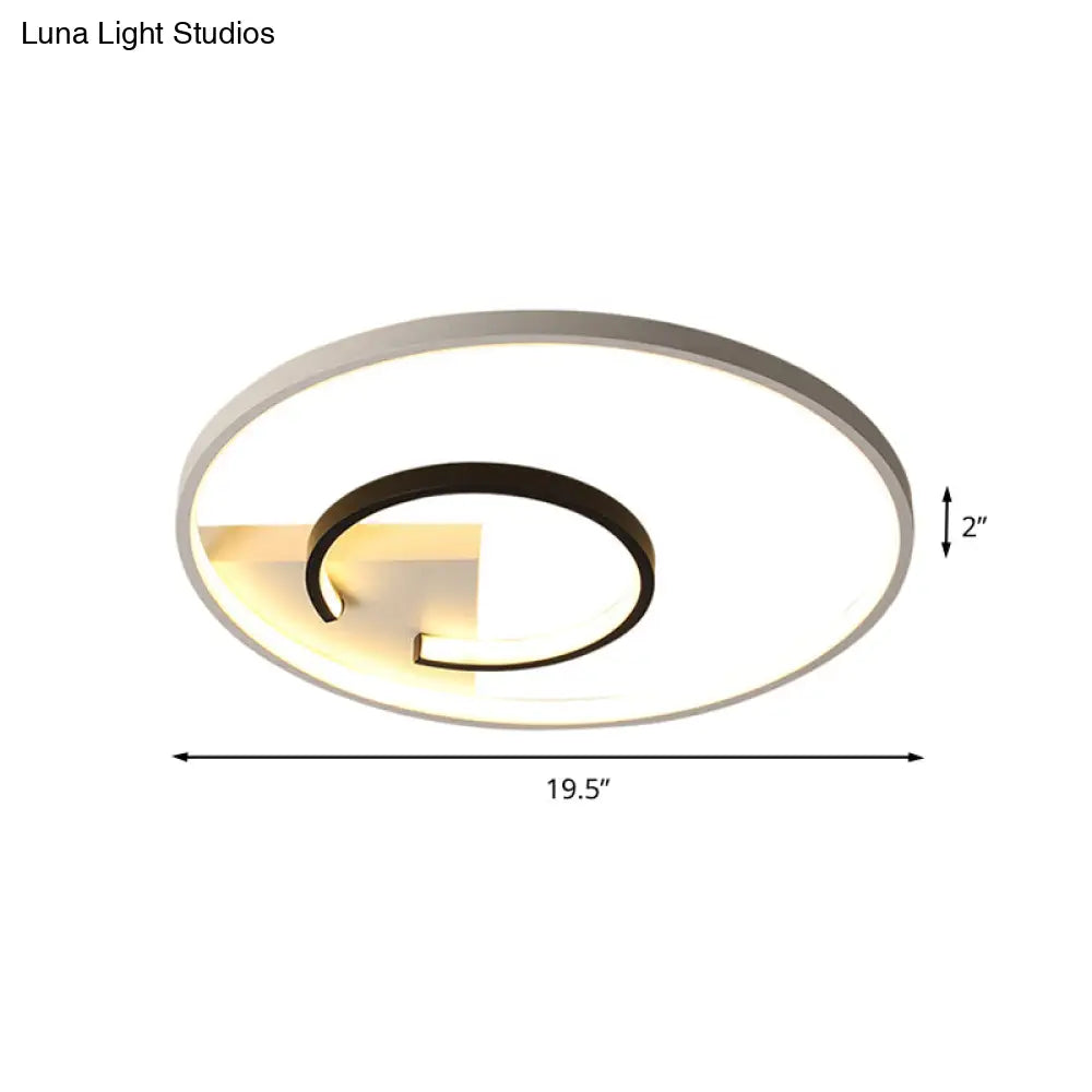 Acrylic 2 - Hoop Led Flushmount Ceiling Light Fixture - 16’/19.5’ White/Black Bedroom Lighting