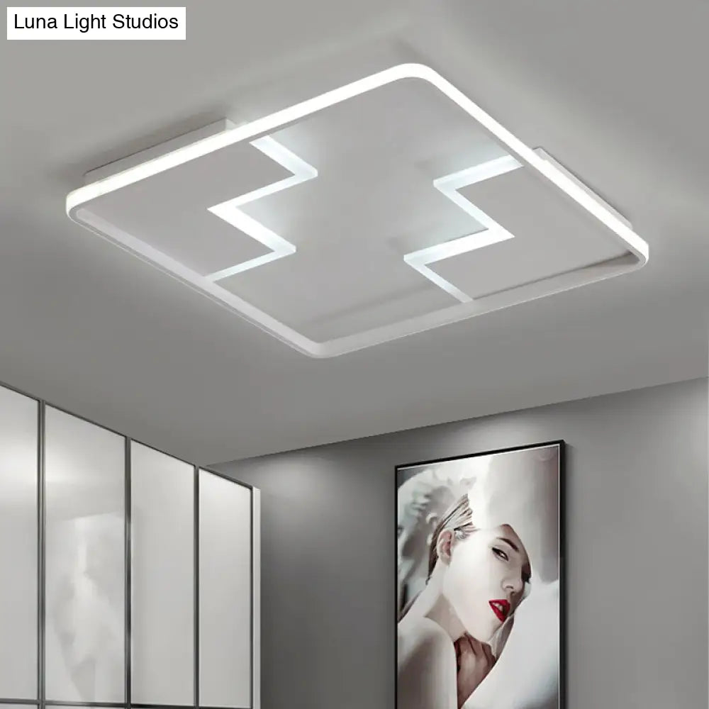 Acrylic Block Led Flush Ceiling Light Fixture - Simplicity Design 19/23/27.5 Wide White/Black