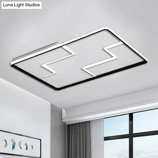 Acrylic Block Led Flush Ceiling Light Fixture - Simplicity Design 19/23/27.5 Wide White/Black